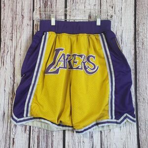 Vintage 90s Lakers Shorts Just Don Made in USA Purple Gold Medium Mens 1996 LA